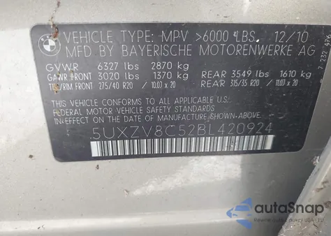 2011 BMW X5 xDrive50I из США, поврежденный, VIN 5UXZV8C52BL420924